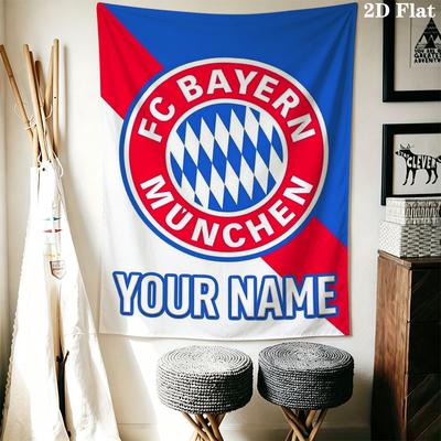 Custom Name Bayern Munich Wall Tapestry Aesthetic Wall Hanging Printed Fabric Blanket Decorative Tapestries for Bedroom Living Room Home Decor