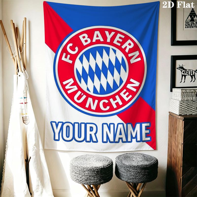 Custom Name Bayern Munich Wall Tapestry Aesthetic Wall Hanging Printed Fabric Blanket Decorative Tapestries for Bedroom Living Room Home Decor