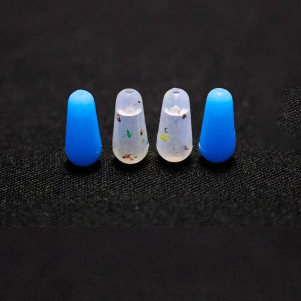 50Pcs/lot Anti-winding Rubber Space Bean High Quality Sea Carp Fly Fishing Blue Rubber Oval Stopper Fishing Float Fishing Bobber