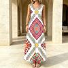 Minimalist Sleeveless Loose Maxi Dress Lightweight Colorful Geometric Ethnic Style,Versatile for Daily Casual,Spring Fall Layering & Vacation