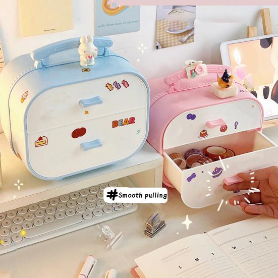 

Ящик для хранения Нескользящее дно Ежедневное использование Двухслойный дизайн ящика Канцелярские принадлежности Настольный футляр для хранения Удобный порядок с несколькими отделениями