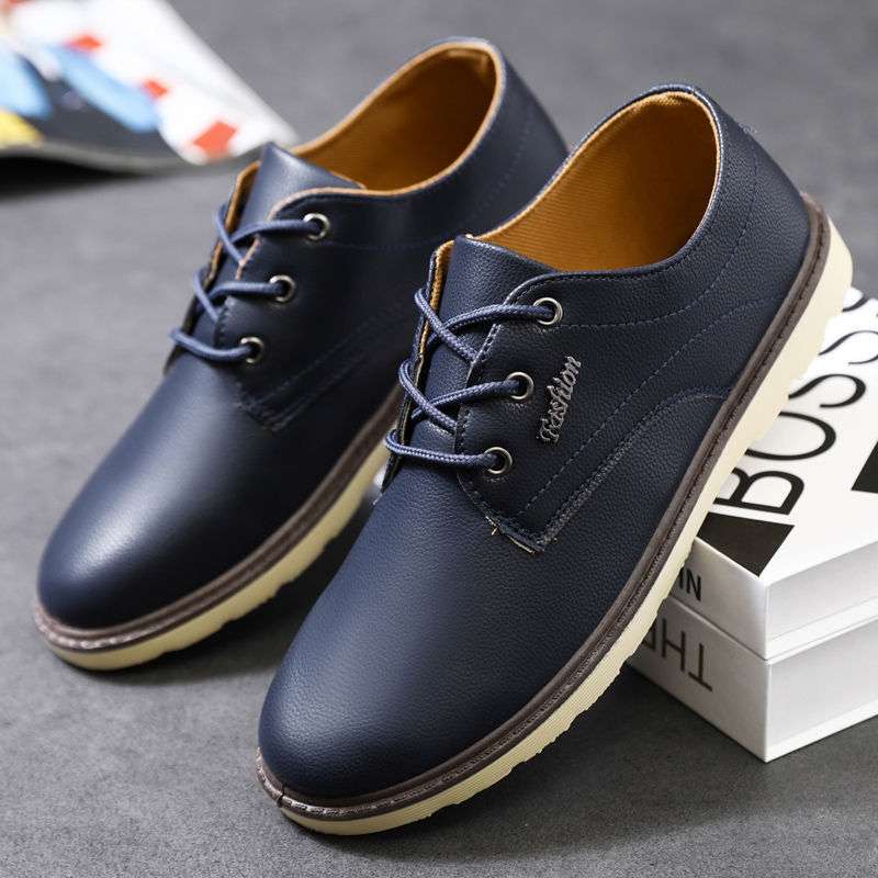 2025 summer men's leather shoes casual waterproof shoes low-top shoes Korean version trendy men's shoes wear-resistant and non-slip work men's shoes
