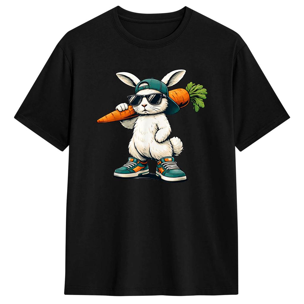 Funny Easter Bunny with Carrot Rabbit T Shirts for Unisex 100 Cotton Funny TShirt O Neck Tees Short Sleeve Clothes Summer