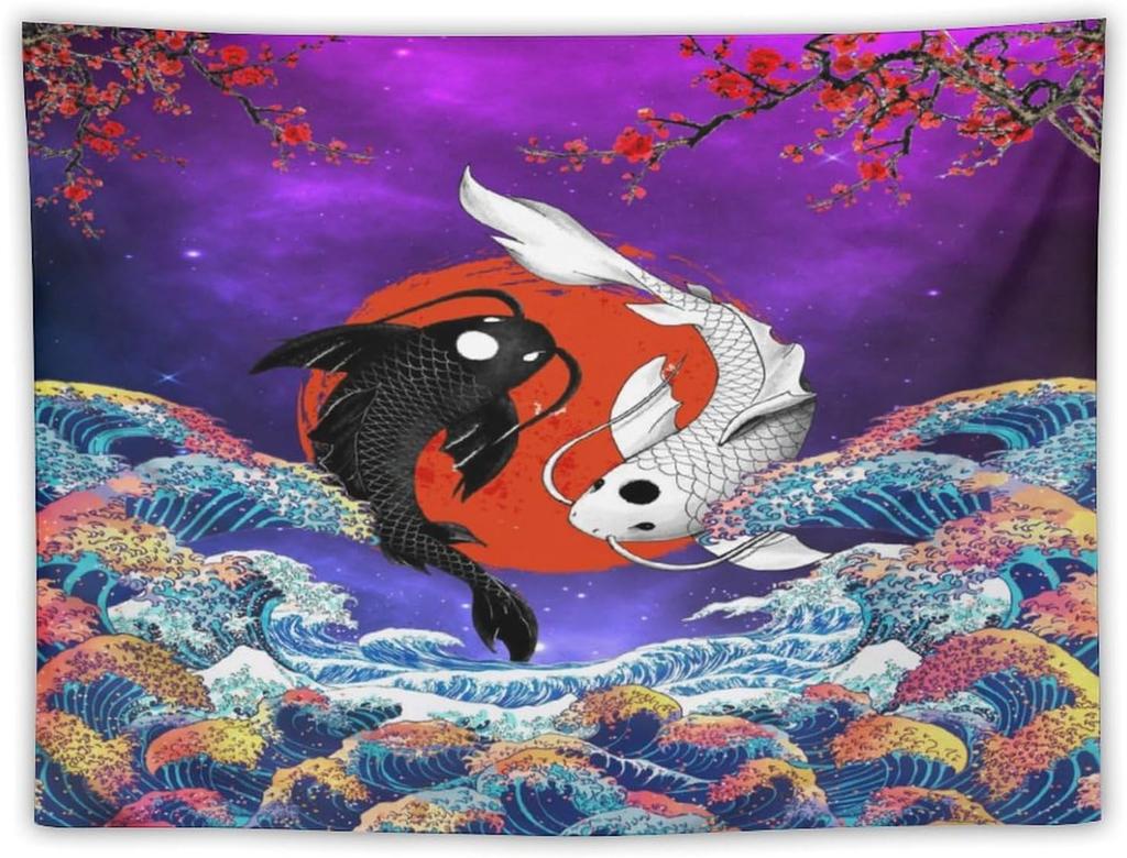 Japanese Red Geisha Tapestry Asian Cherry Blossom Traditional Kimono Folk Tapestries Home Decor Living Room Bedroom Apartment
