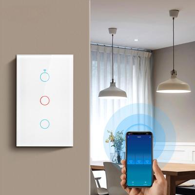 1/2/3 Gang inteligentní dotykový senzorový spínač US standardní LED světelný spínač LED lampa dotykový spínač 100V-240V nulový vodič Požadovaný WIFI nástěnný spínač
