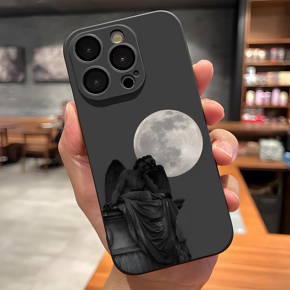Black Angel Death Demon Phone Case For IPhone 17 Pro Max 15 Pro 16 14 Plus 12 13 Mini 11 Pro Shockproof Soft Cover