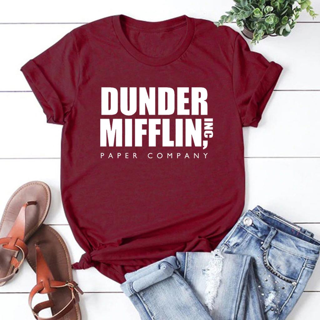 Koszulka Dunder Mifflin Prezent z Biura Koszulka Dwighta Schrute Koszulka z Zabawnego Serialu Koszulka Dunder Mifflin Paper Company Damskie Koszulki