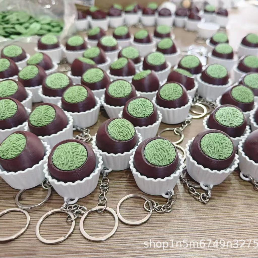 3D Printed Soft Cake Button Stress Relief Keychain Pendant
