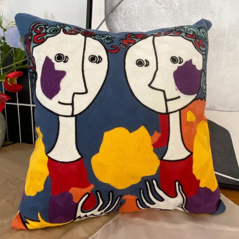Stickerei Abstrakt Kissenbezug Baumwolle Kissenbezüge Picasso Dekorativ Überwurf Kissenbezüge für Sofa Wohnzimmer Heimdeko