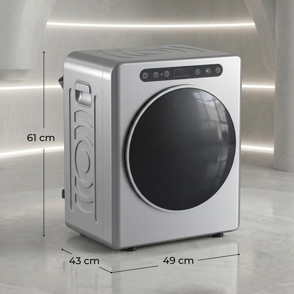 5kg Vented Dryer, 1000W Compact Freestanding Front-Loading Tumble Dryer with Stainless Steel Drum, Timer, Silver