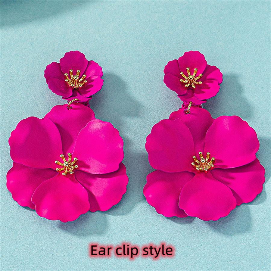 

Богемные крупные серьги-капли с цветами для женщин, свадебные, трендовые, длинные, двухслойные, с эмалью, с цветочным кристаллом, серьги-гвоздики, клипсы для ушей, корейские