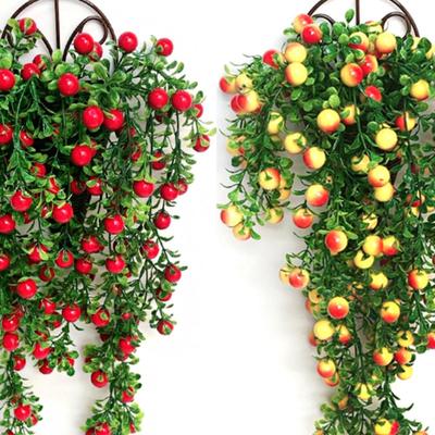 Artificial Greenery & Flower Rattan Hanging Basket for Indoor/Outdoor Wall Decor