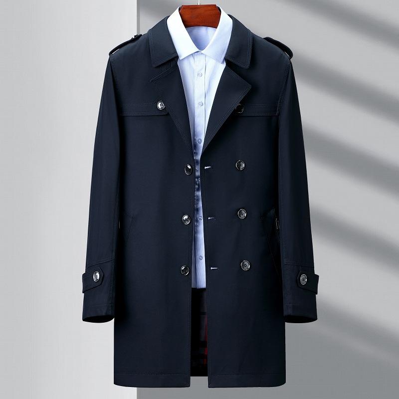 

Spring and Autumn Men s Windbreaker Mid-length Business Casual Loose Large Size Middle-aged Dad Wear Thin Jacket 195