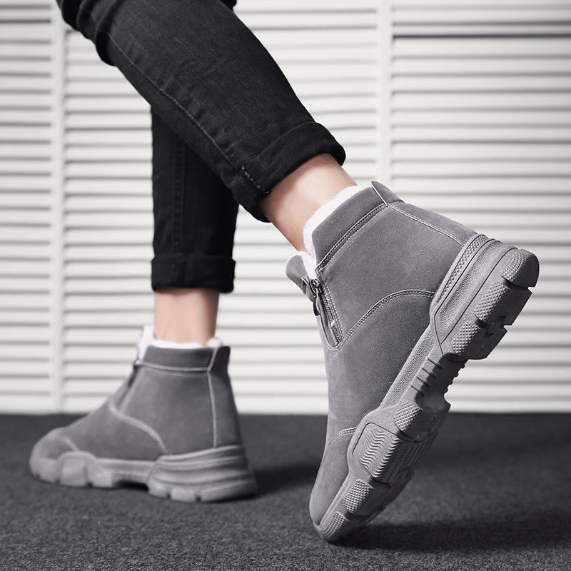 Leather Men's Winter Boots with Fur 2024 Warm Snow Boots Men Winter Work Casual Shoes Sneakers High Top Rubber Ankle Boots