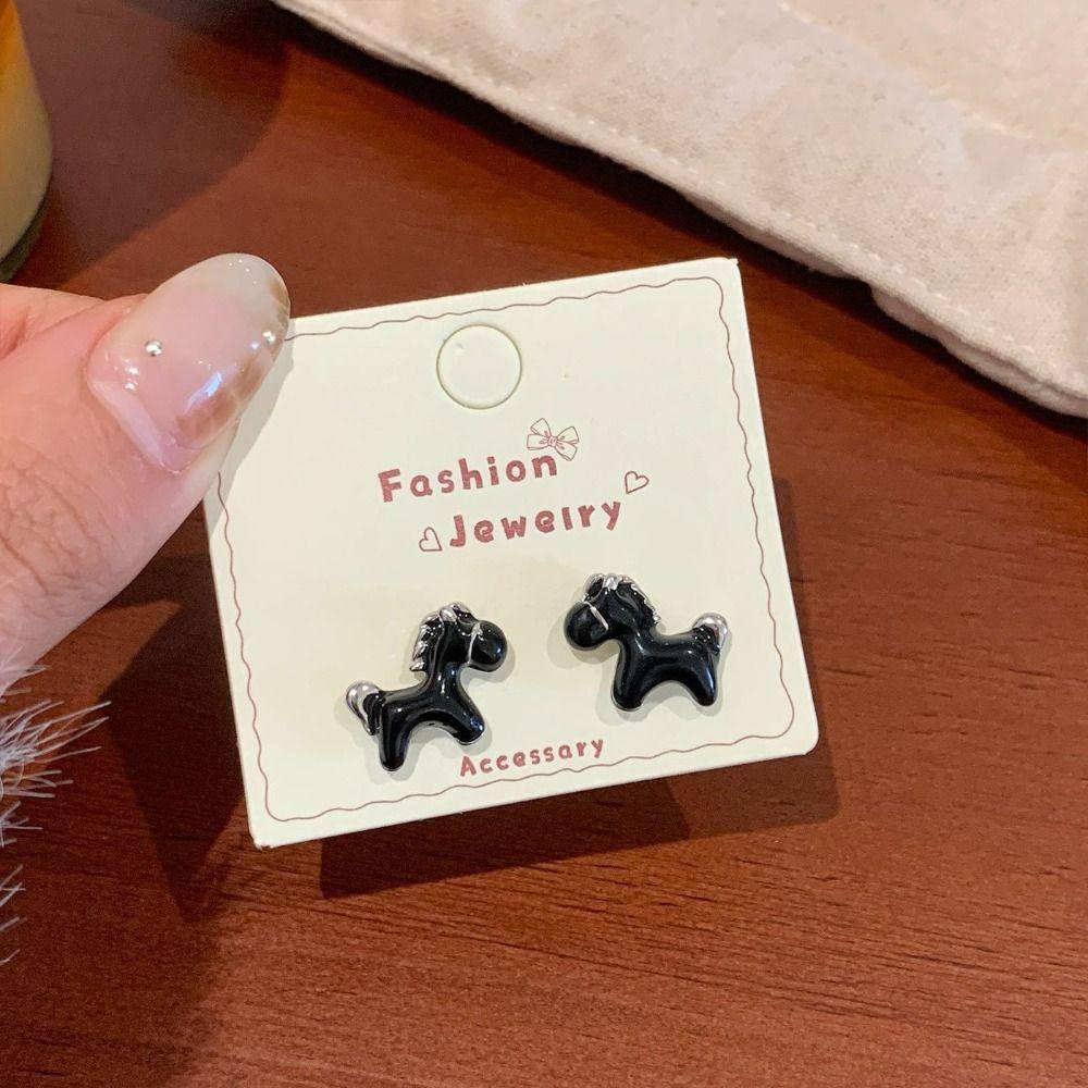 Ohrschmuck Pferde Ohrstecker Zink Zinklegierung Rote Hängeohrringe Neujahr Pony Ohrringe Neujahrsgeschenk