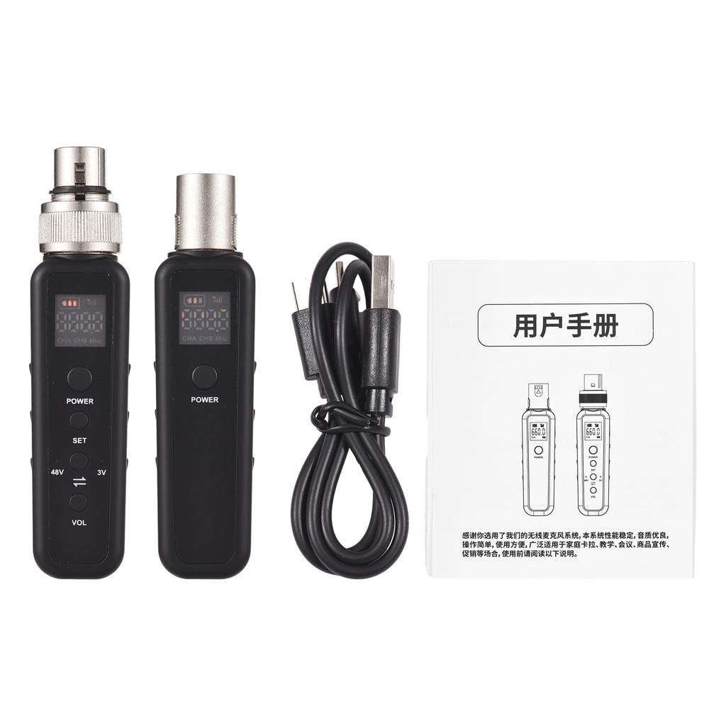 Microphone Wired to Wireless Transmitter and Receiver UHF Wireless Mic System for Audio Mixer Speaker Amplifier