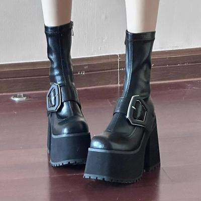 2024 m. žiemos aukštakulniai Seksualūs moteriški prabangūs batai Stori Chelsea tipo ankle boots Nauji smailūs pirštai Užtrauktukas Gothic siurbliai Prekės ženklo batai