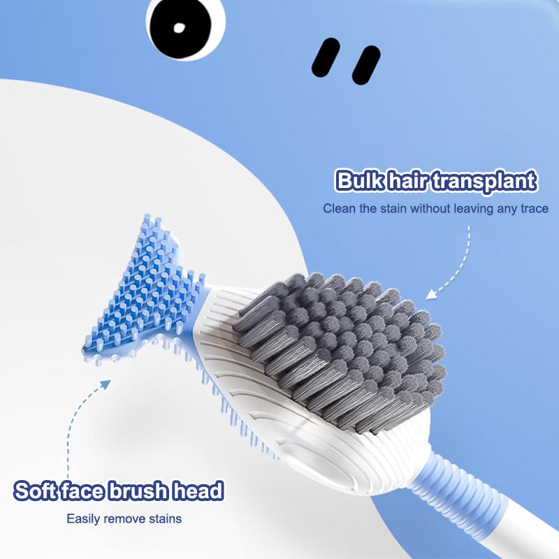 Silicone Toilet Brush Set Hanging Hole Non-Slip Toilet Scrubber Wall-Mounted Durable Toilet Cleaner With Holder Bathroom
