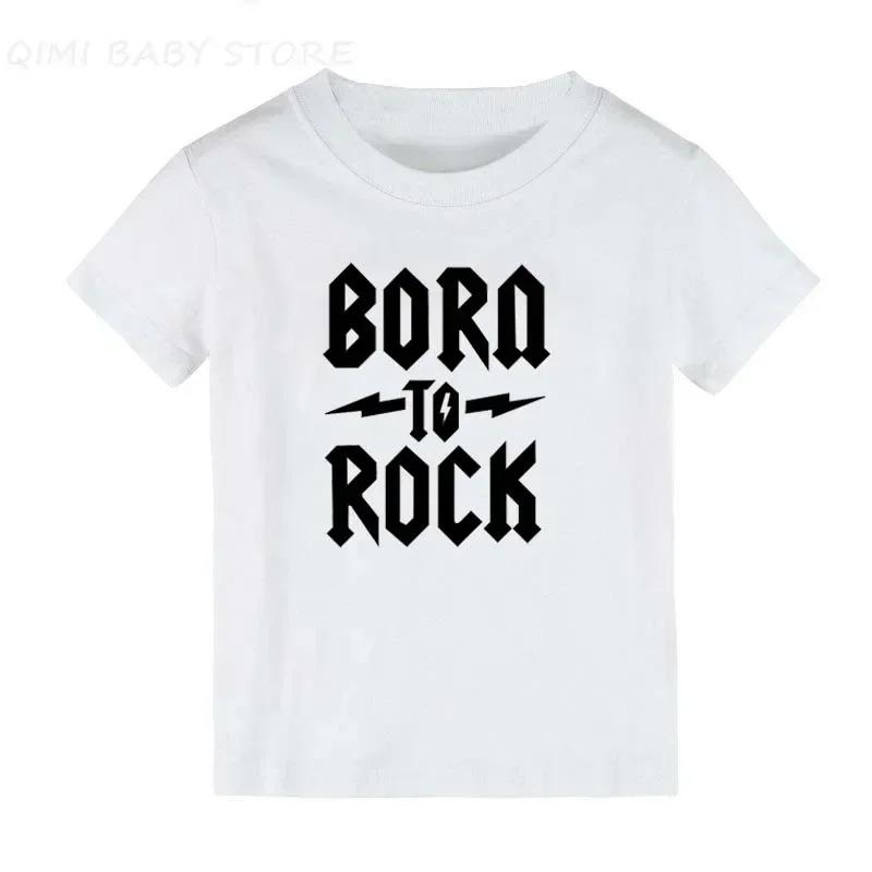 Born To Rock Kids TShirt Boys Girls Unisex Baby Clothes Cool Fashion Style Tops Children Summer Short Sleeve Graphic Tee Shirt