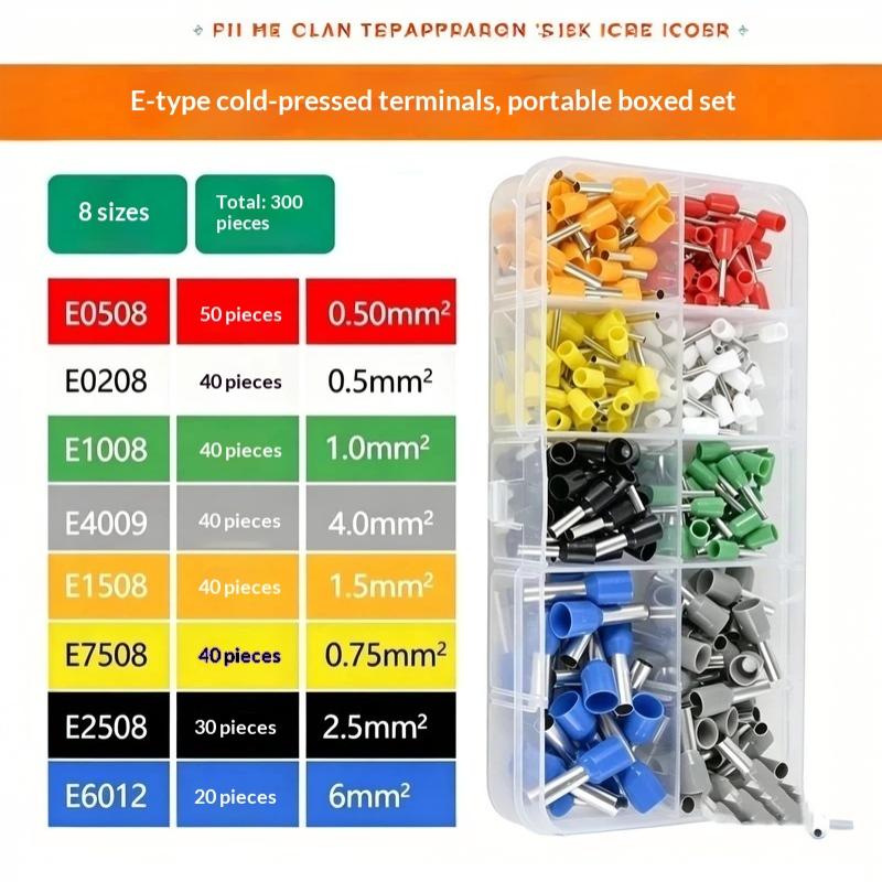 200 To 1900Pcs Electrical Tube Insulated Terminal Kit Ve Tubular Crimp Terminals Efficient Terminal Connectors