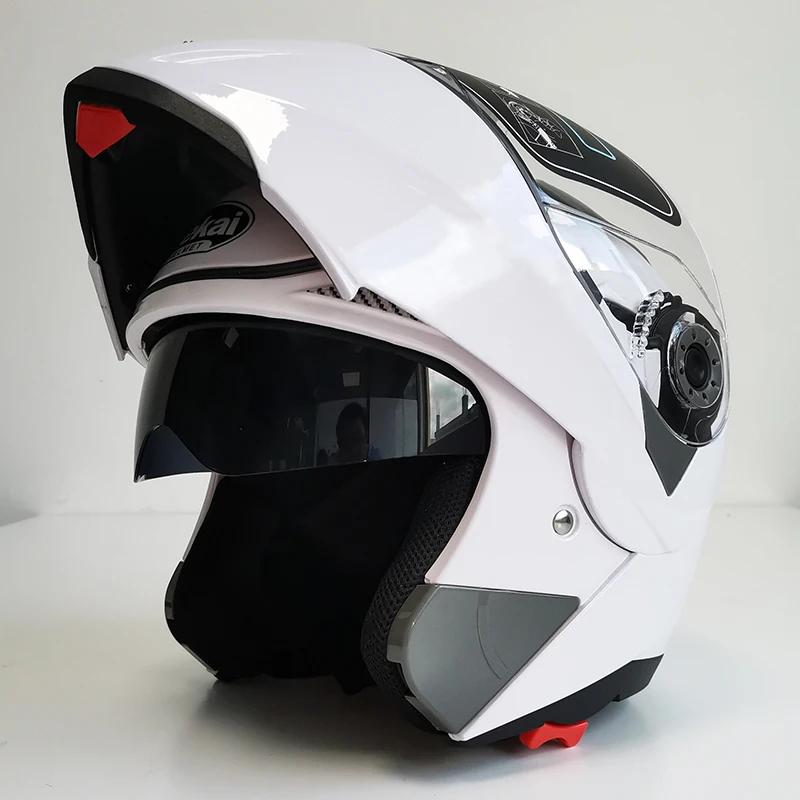 JIEKAI Helmet Motorcycle Flip Up Helmet Motorbike Protective Headgear Helmets Racing Double Lens Sun Shade Helmet 105