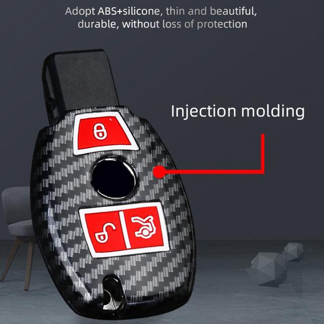 Kolfiberplast Bilnyckelfodral Skydd för Mercedes Benz A B C E G-klass C200 C300 E350 W205 E260L GLK A45 AMG BGA Tillbehör