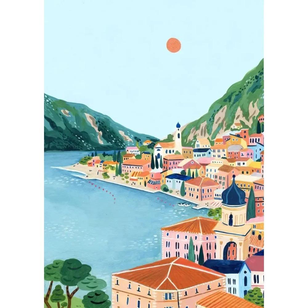 World Travel City Poster Landscape Greece Italy Florence Paris France Canvas Print Painting Wall Art Living Room Home Decorative