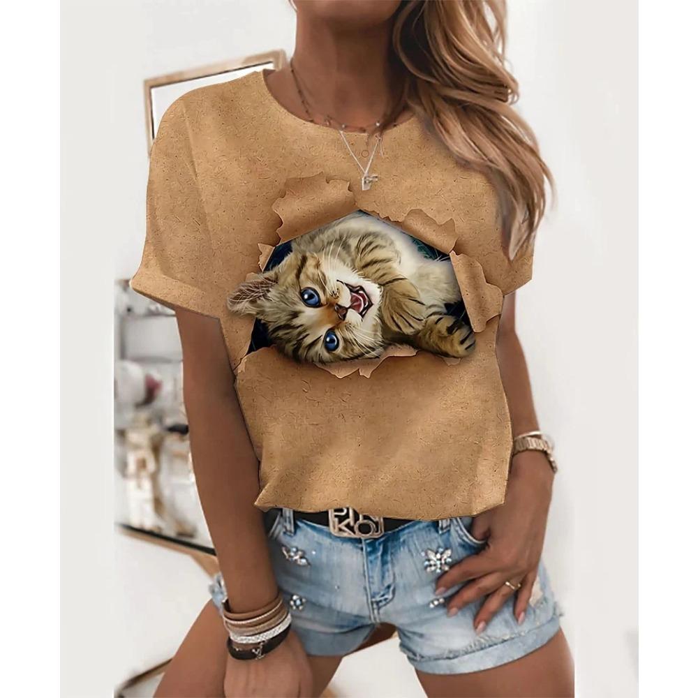 Summer Women's Animal 3D Printing T-Shirts Round Neck Women's Casual Fashion Tops Street New Design Pullover T-Shirts