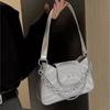Silver Butterfly Design Shoulder Bag Women Chain Water Wave Leather Underarm Handbag Ladies Hot Girl Y2k Aesthetic Crossbody Bag