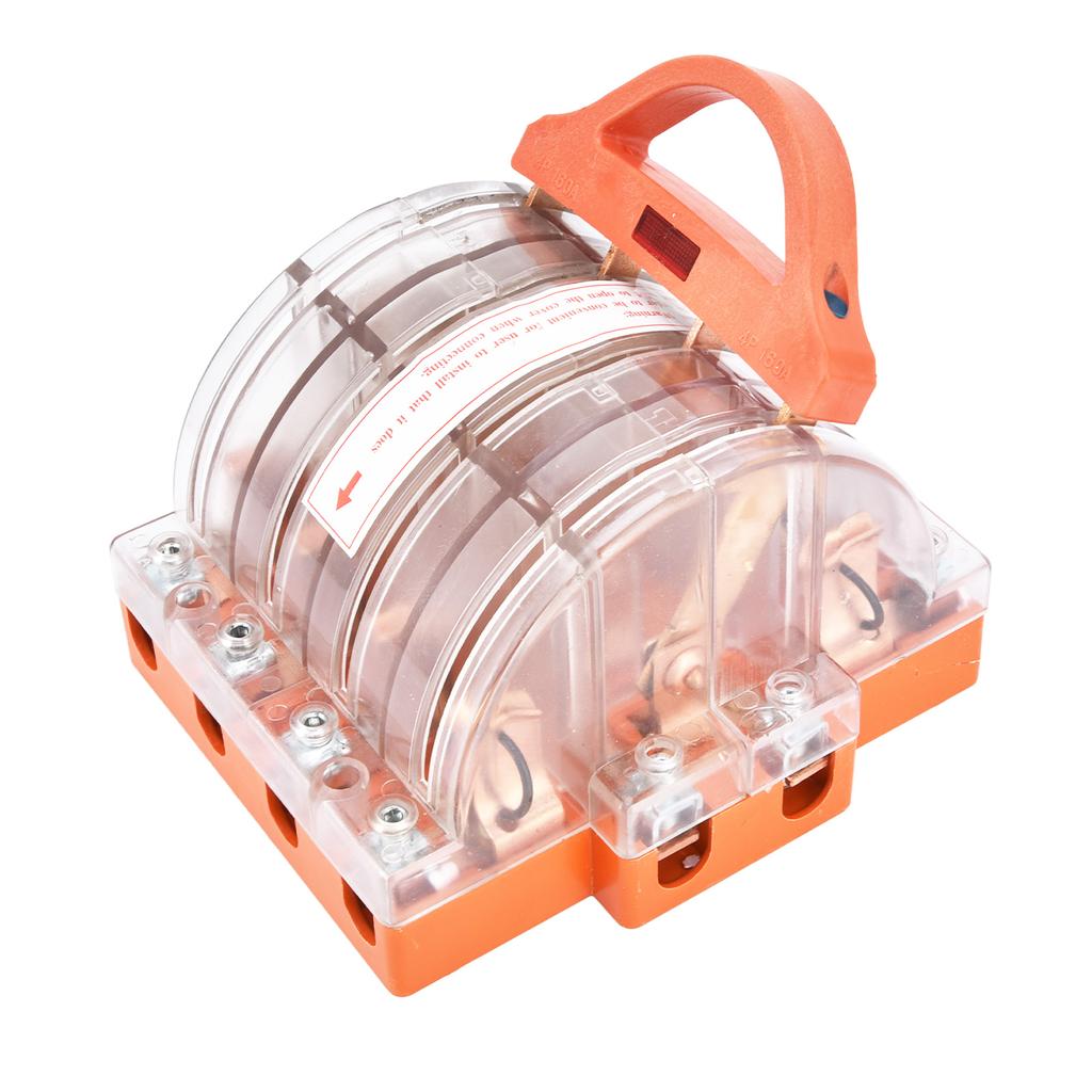 4 Pole Knife Switch Double Throw Transparent Disconnect Knife Switch with LED Indicators 160A AC380V