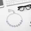 Damen Armband Verstellbar Silberfarbe Runde Perlen Elegant Schmal Funkelnder Strass Teenager Mädchen Armband Modeschmuck