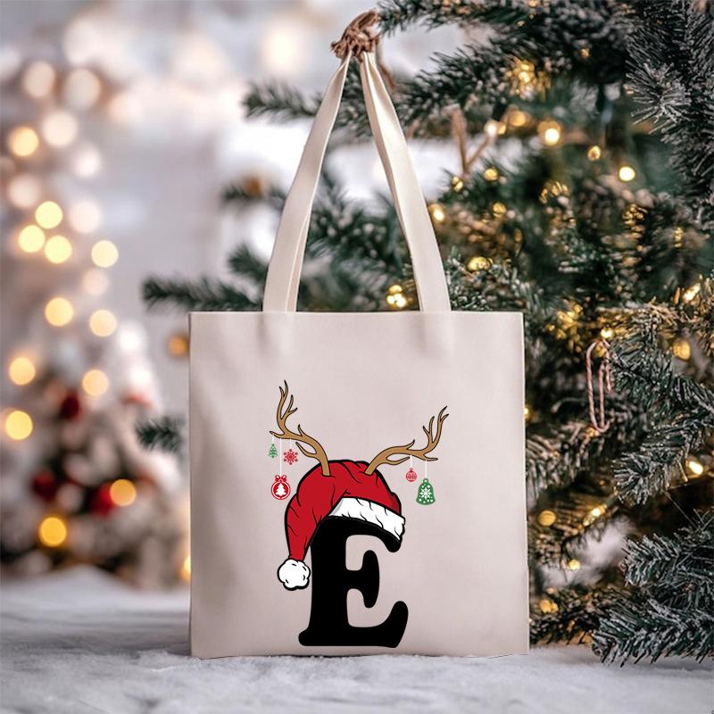 Christmas Letter Print Messenger Bag Student Casual Canvas Bag New