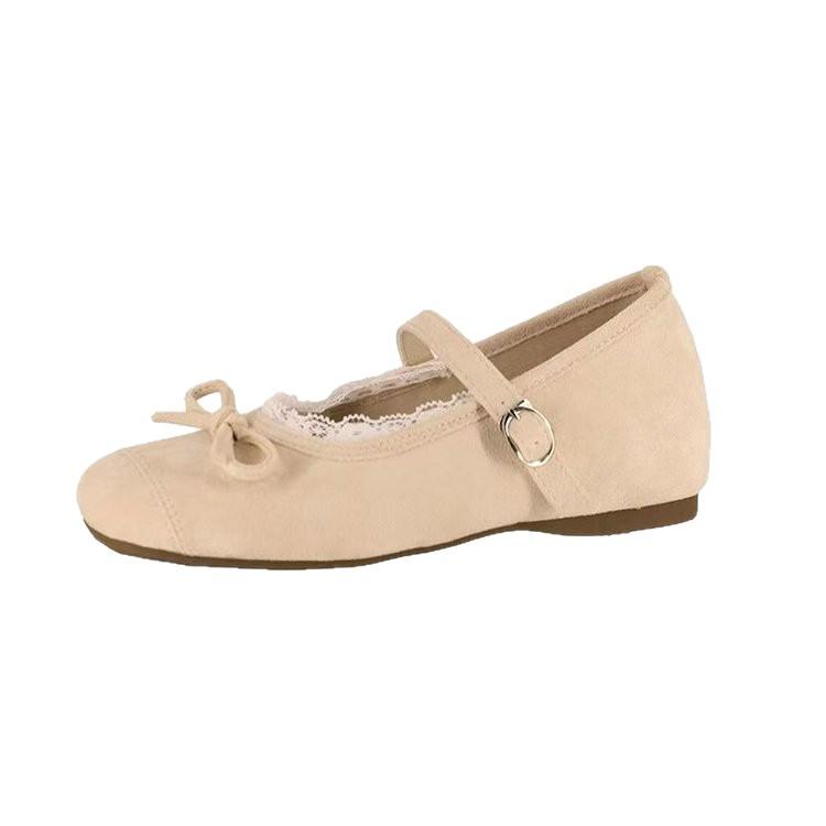 French Sweet Bow Mary Jane Shoes Girls Autumn Ballet Shoes Comfortable Pedal Skirt Single Shoes
