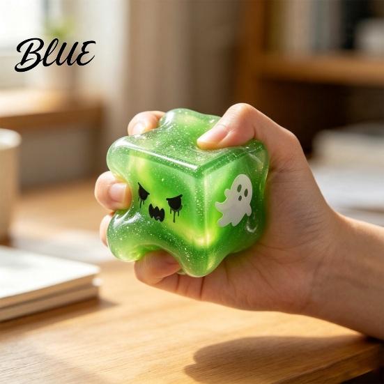 Dekorative Figuren für Schreibtische Halloween Geist Knetwürfel Glitzer Langsam aufsteigendes Fidget Spielzeug Mehrfarbig Verträumte Stress Spielzeuge Weich Dekompression