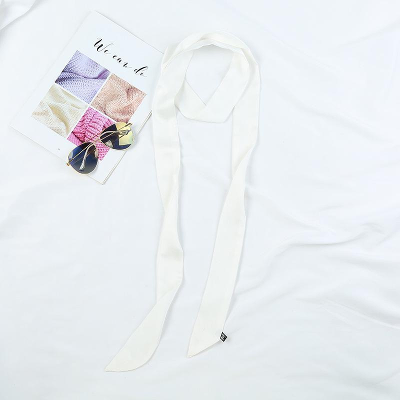 Women's Solid Silk Ribbon Scarf: Thin, Long, Narrow Neck Tie & Shirt Accessory