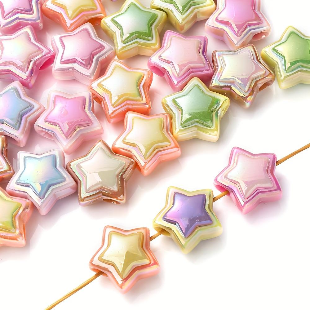 30pcs Y2K AB Colorful Flower Acrylic Beads with Large Holes for DIY Hair Ties, Bracelets & Phone Charms