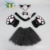 Handmade Cat Ear Headband Set With Paw Gloves Tail Kids Costume Party Animal Role Play