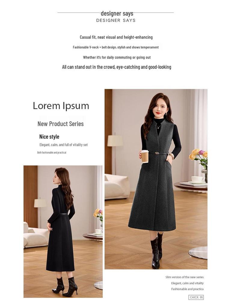 Women's 2025 Early Spring Knitted Vest & Long Dress Set XM235