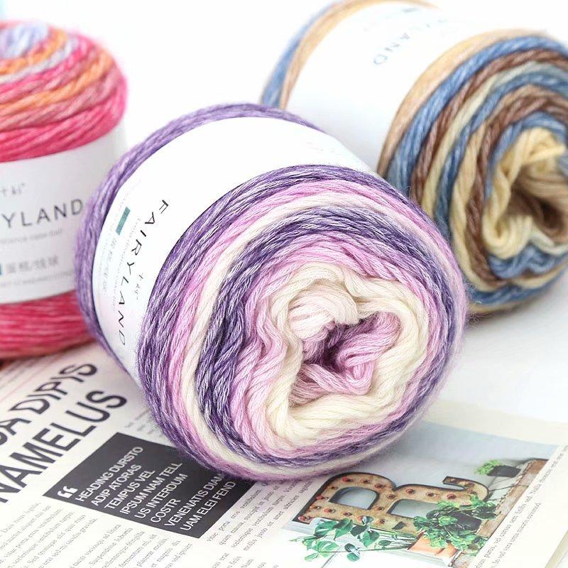 Cake Wool Segment Dyeing Gradual Change Baby Children'S Wool Cotton Thread Rainbow Thread Handwoven Shawl Scarf Sweater Special