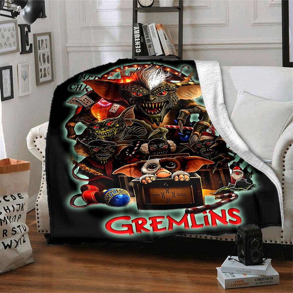1pc Gremlins Blanket Lightweight Flannel Throw For Sofa, Bed, Travel, Camping, Livingroom, Office, Couch, Chair, And Bed