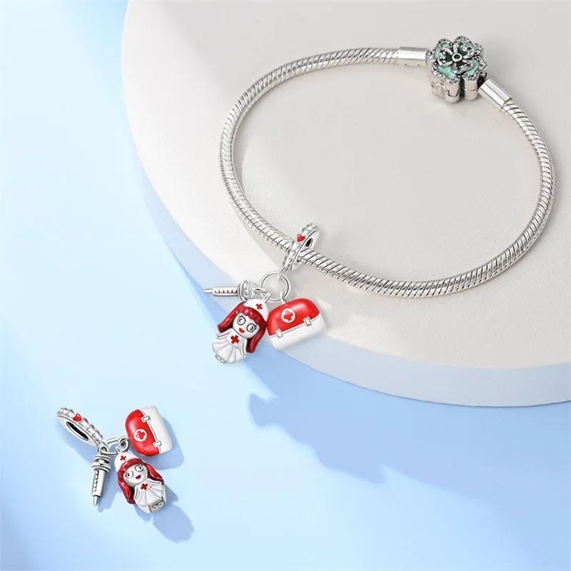 Eleganti Charms e Perline in Rame 100% Serie Professioni Medico Pittore Musicista Infermiere Adatti a Braccialetti Originali Gioielli Fai da Te