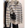 Women's Lapel Knitted Pullover Sweater