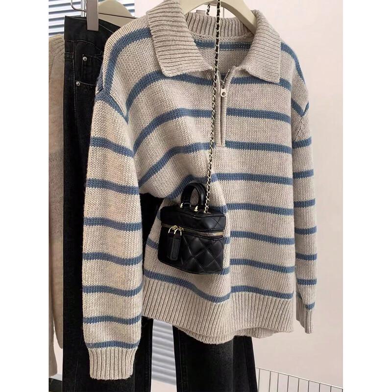 Women's Lapel Knitted Pullover Sweater