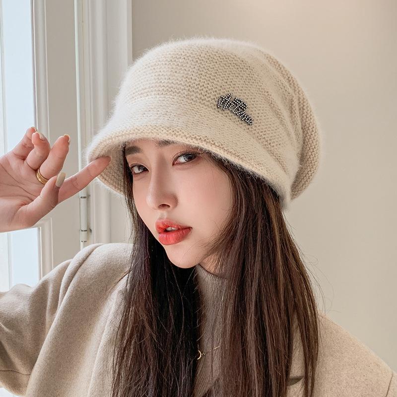 Fashion Winter Hat Real Rabbit Fur Winter Knitted Hats For Women Winter Warm Beanie Hats Women Solid Adult Cover Head Cap