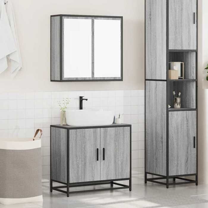 VidaXL Ensemble De Meubles De Salle De Bain 2 Pcs Sonoma Grey, Storage Cabinet, Bathroom Cabinet, Vanity Unit 3300888