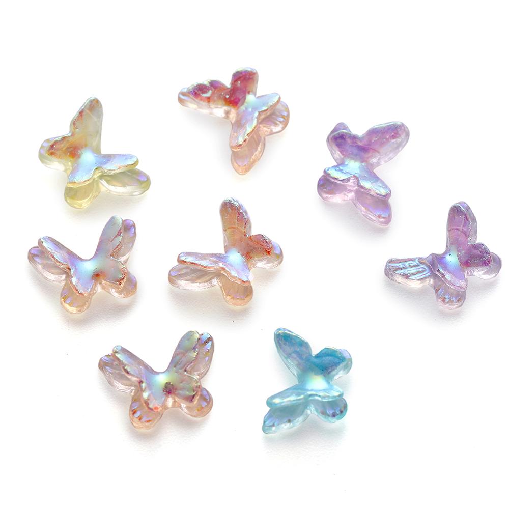 20/50Pcs 7x10mm Glitter AB Colorful 3D Resin Butterfly Epoxy Resin Filiings for DIY Epoxy Resin Mold Crafts Nail Art Decoration
