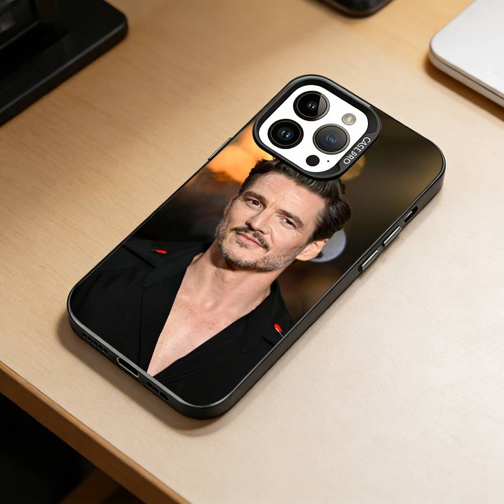 P-Pedro Pascal  Phone Case For iPhone 17,16,15,14,13,12,11 Plus,Pro Max,XS,Colorful Silver Phone Case Funda Cover