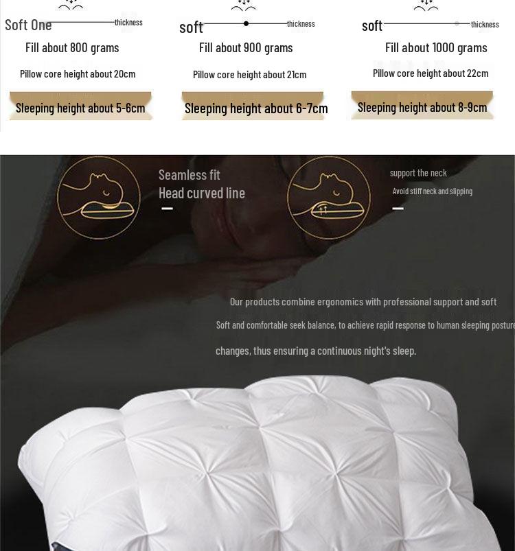 Twisted Star Hotel Neck Support Pillow - 48x74cm, Non-Collapsing, High & Low Design, Washable Core