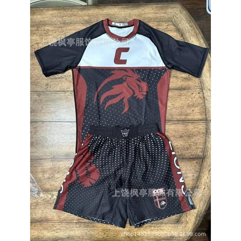Mens Sporty MMA Training Set Short Sleeve T-Shirt Shorts Mesh Athletic Wear Lightweight Gym Workout Outfit