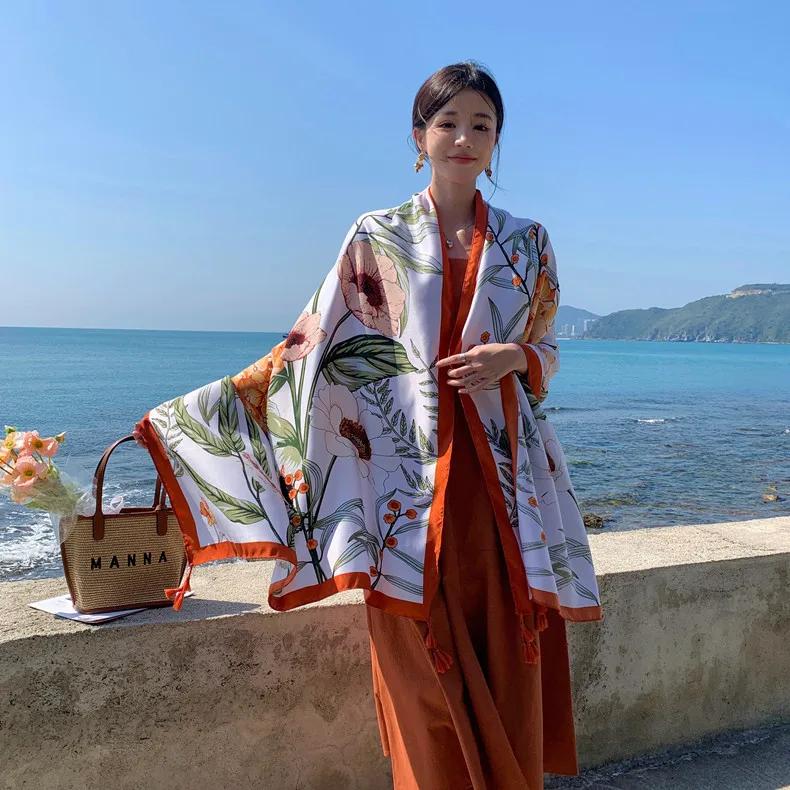 90x180cm Bikini Bathing Swimwear Cover Up Sarong Wrap Scarf Twill Cotton Pareo Beach Cover-Ups Women Large Beach Dress